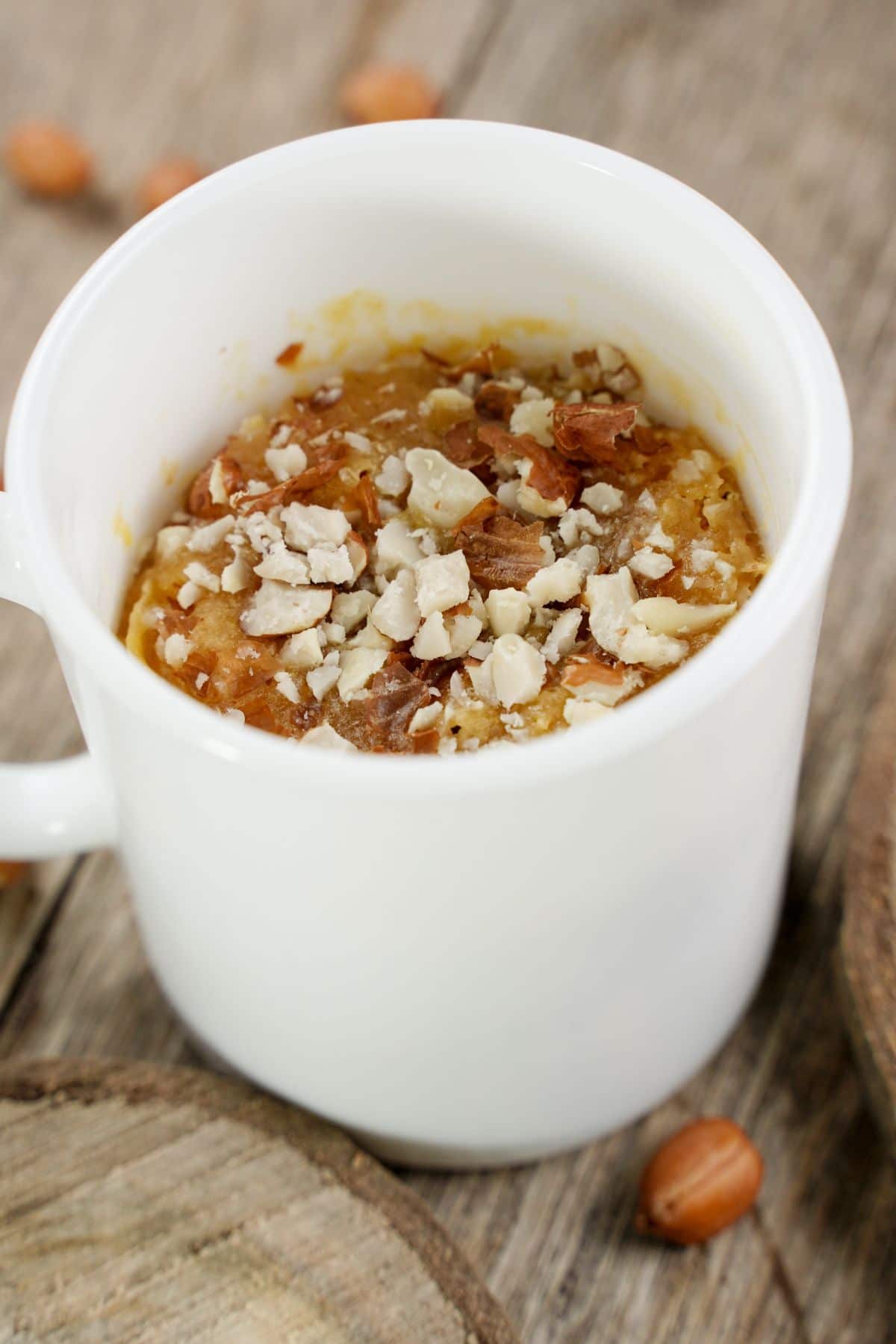 Peanut Butter Cookie in a Mug kept on a wooden table