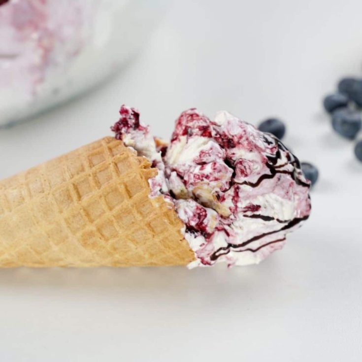 Recipe Card No Churn Blueberry Cheesecake Ice Cream