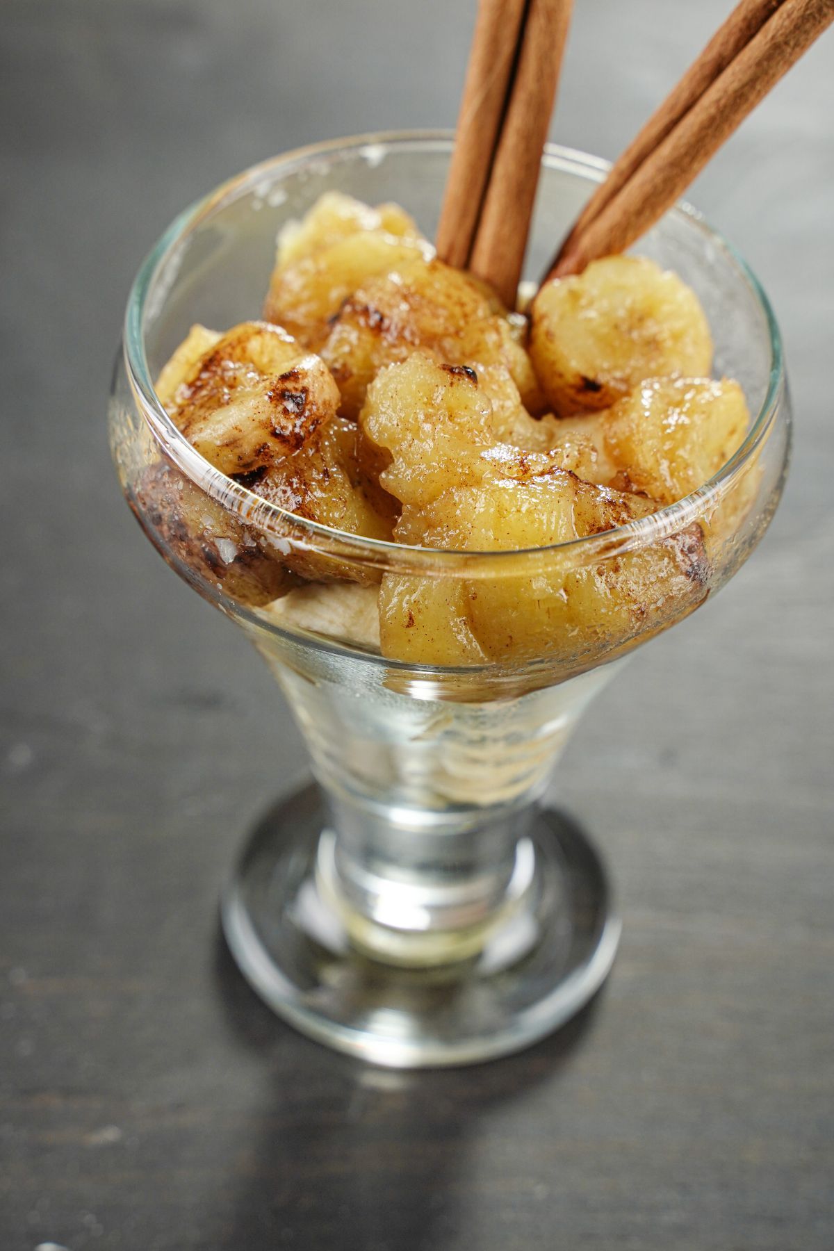 Cinnamon Spiced Bananas in a glass