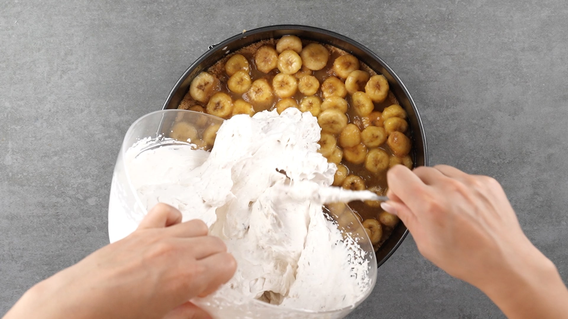 add whipped cream over banana layer