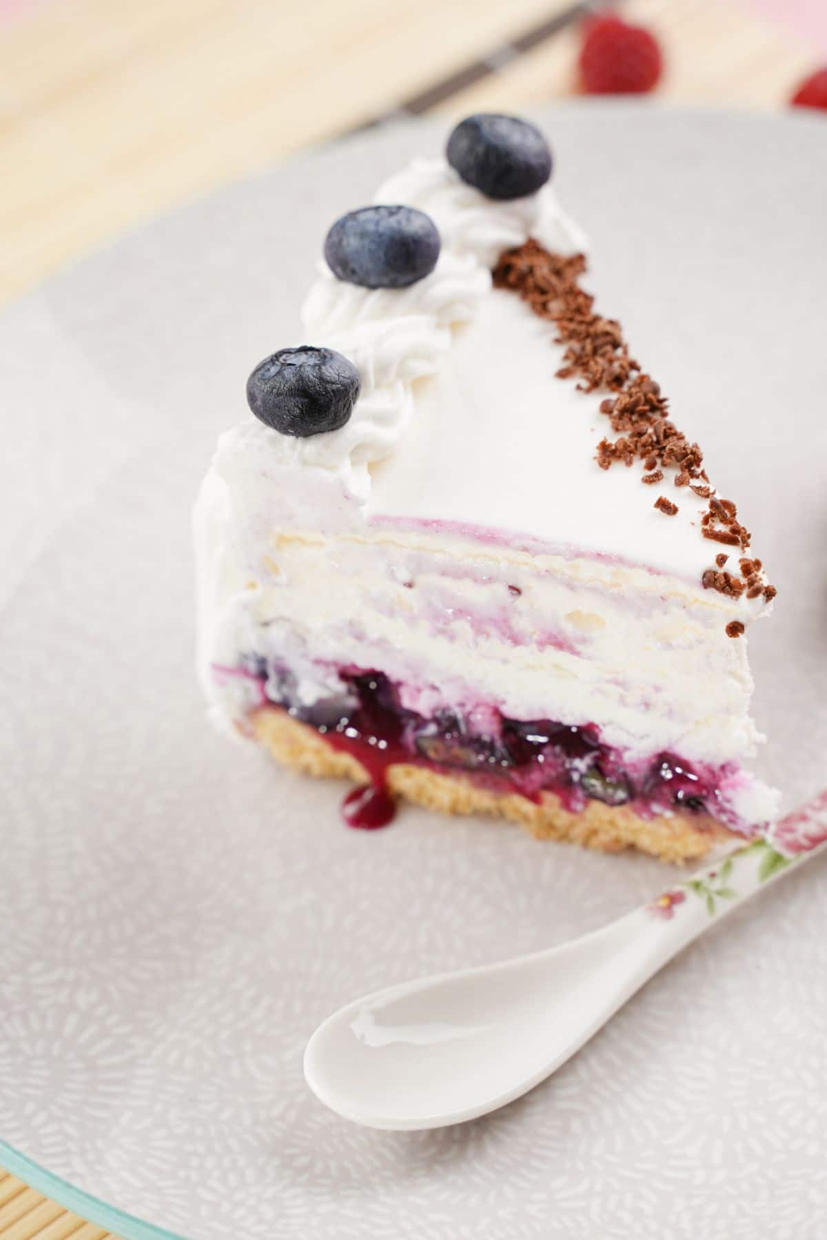 Side angle image of No-Bake Blueberry Pie 