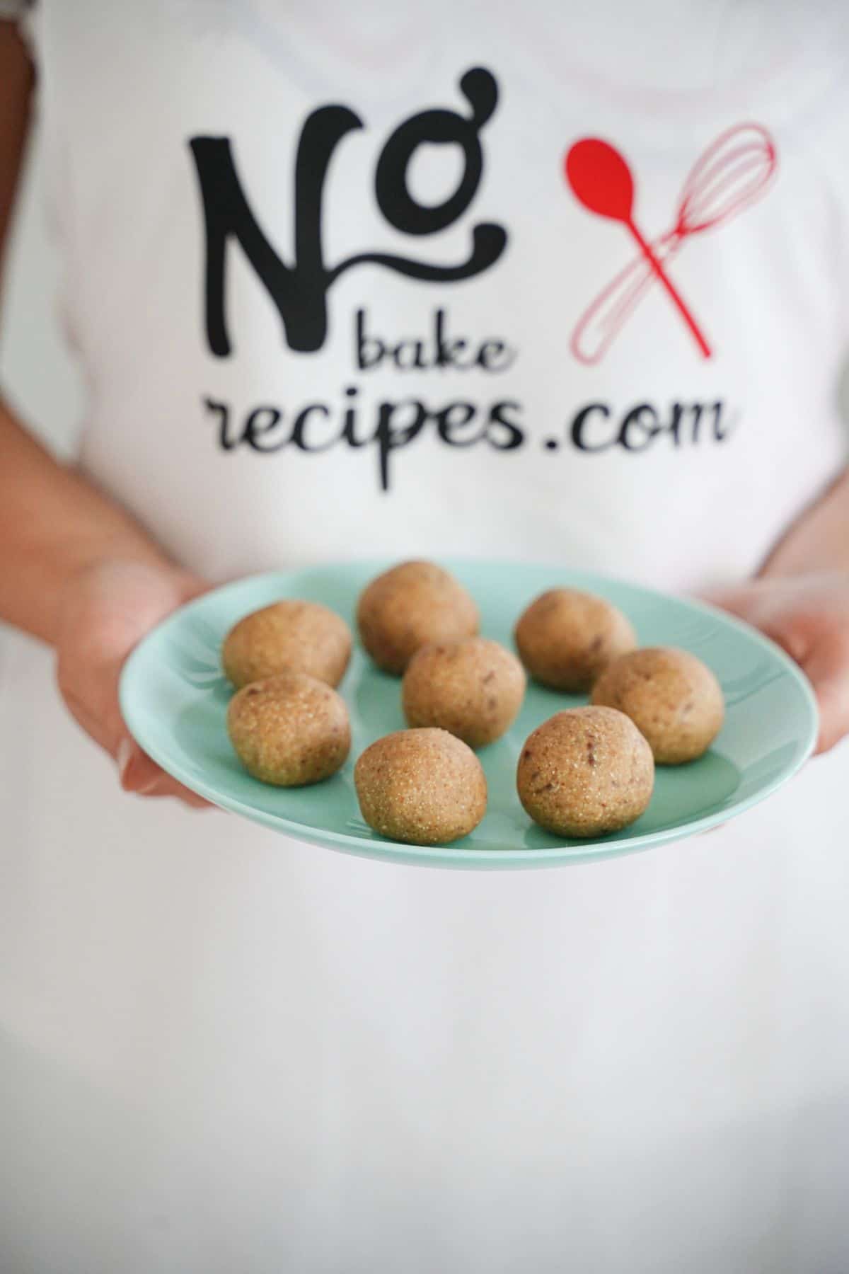 No Bake Chocolate Chip Energy Bites on a plate