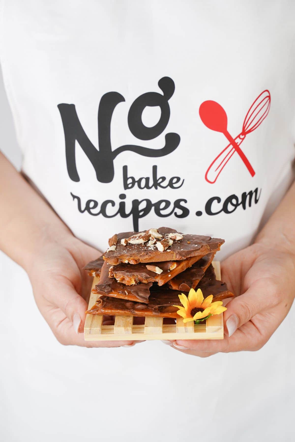 No-Bake English Toffee served on a plater