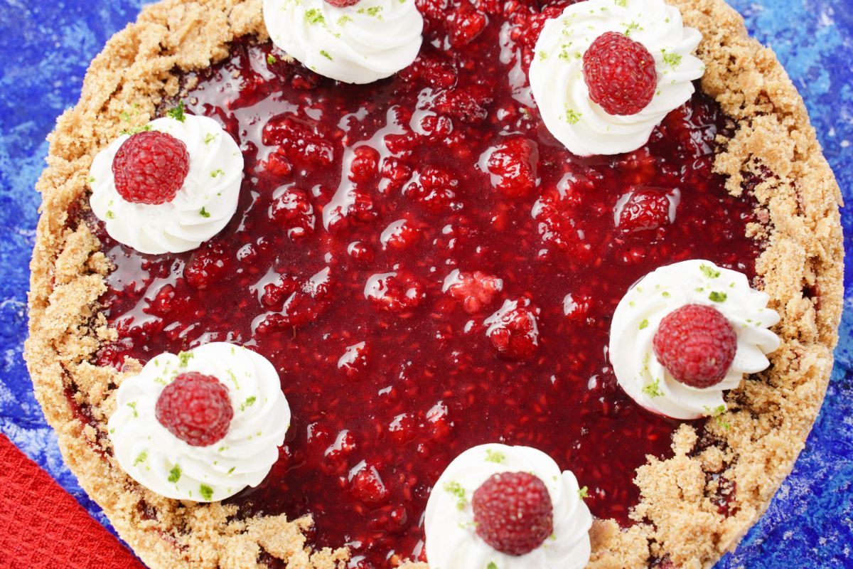 top zoom view of No Bake Raspberry Pie