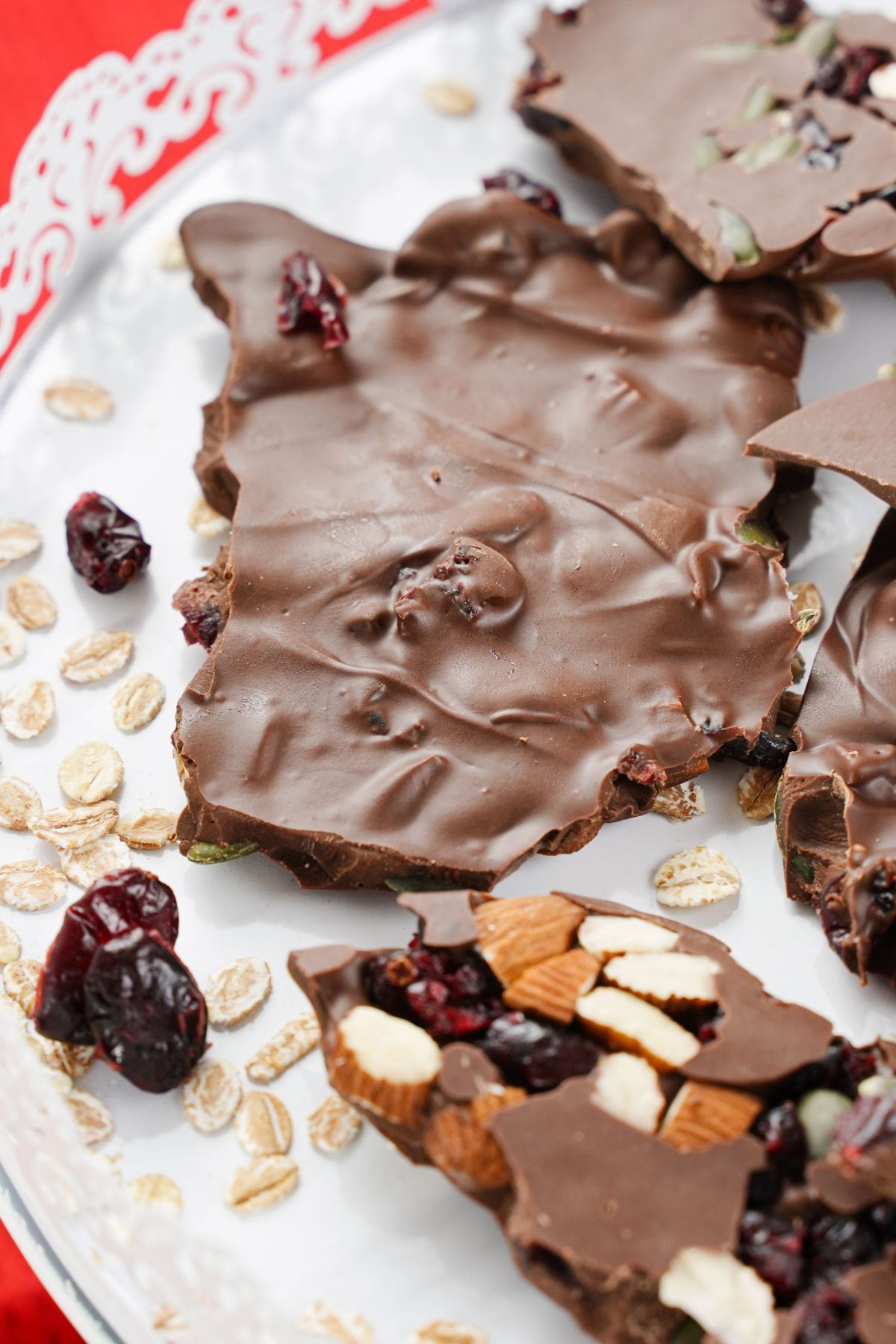 Front zoom view of Nut and Seed Chocolate Bark
