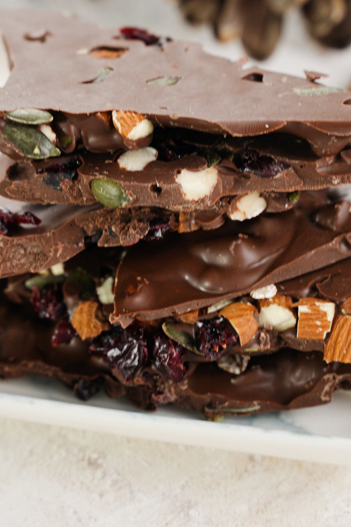 Zoom image of Nut and Seed Chocolate Bark served one over the above