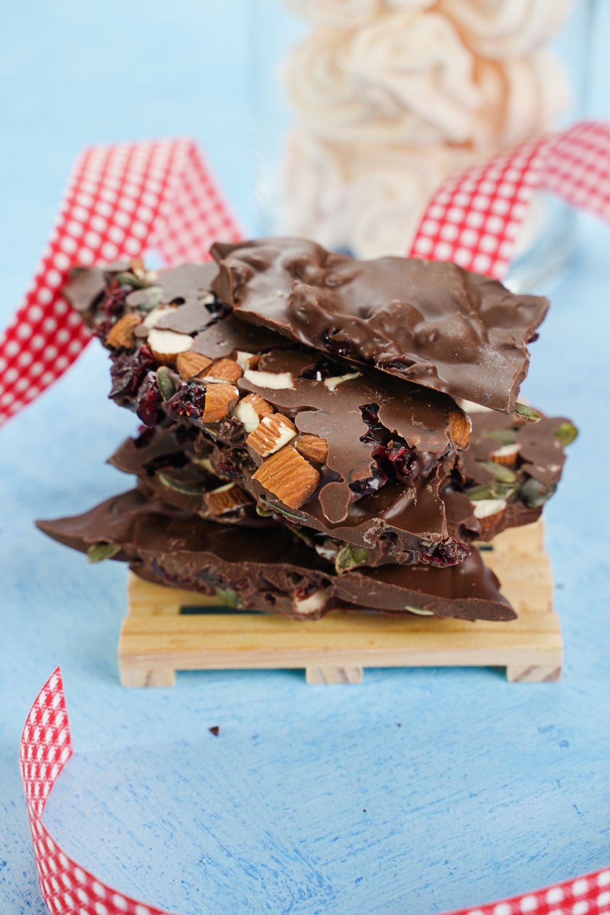 Nut and Seed Chocolate Bark served one over the above