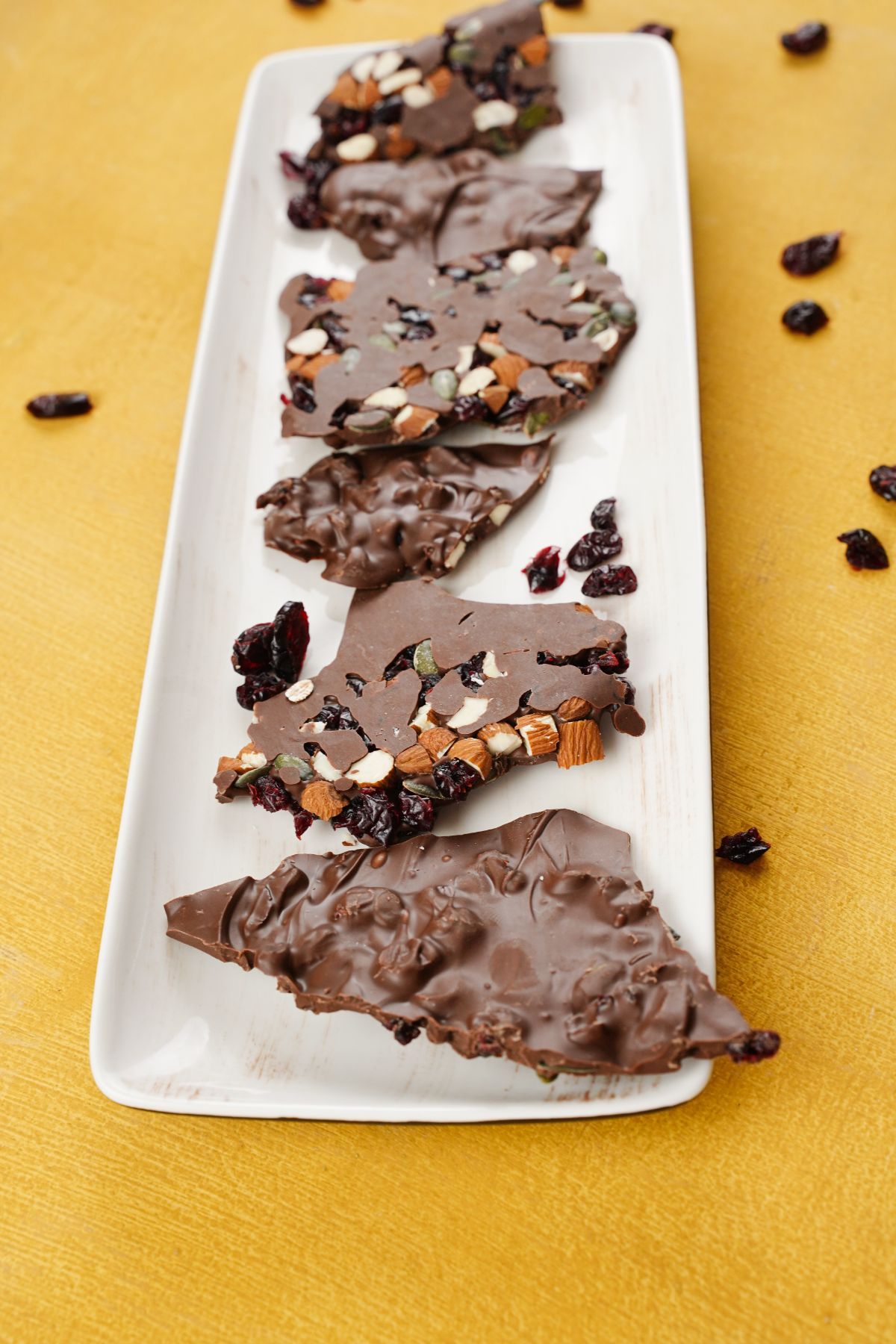 Nut and Seed Chocolate Bark served in a tray