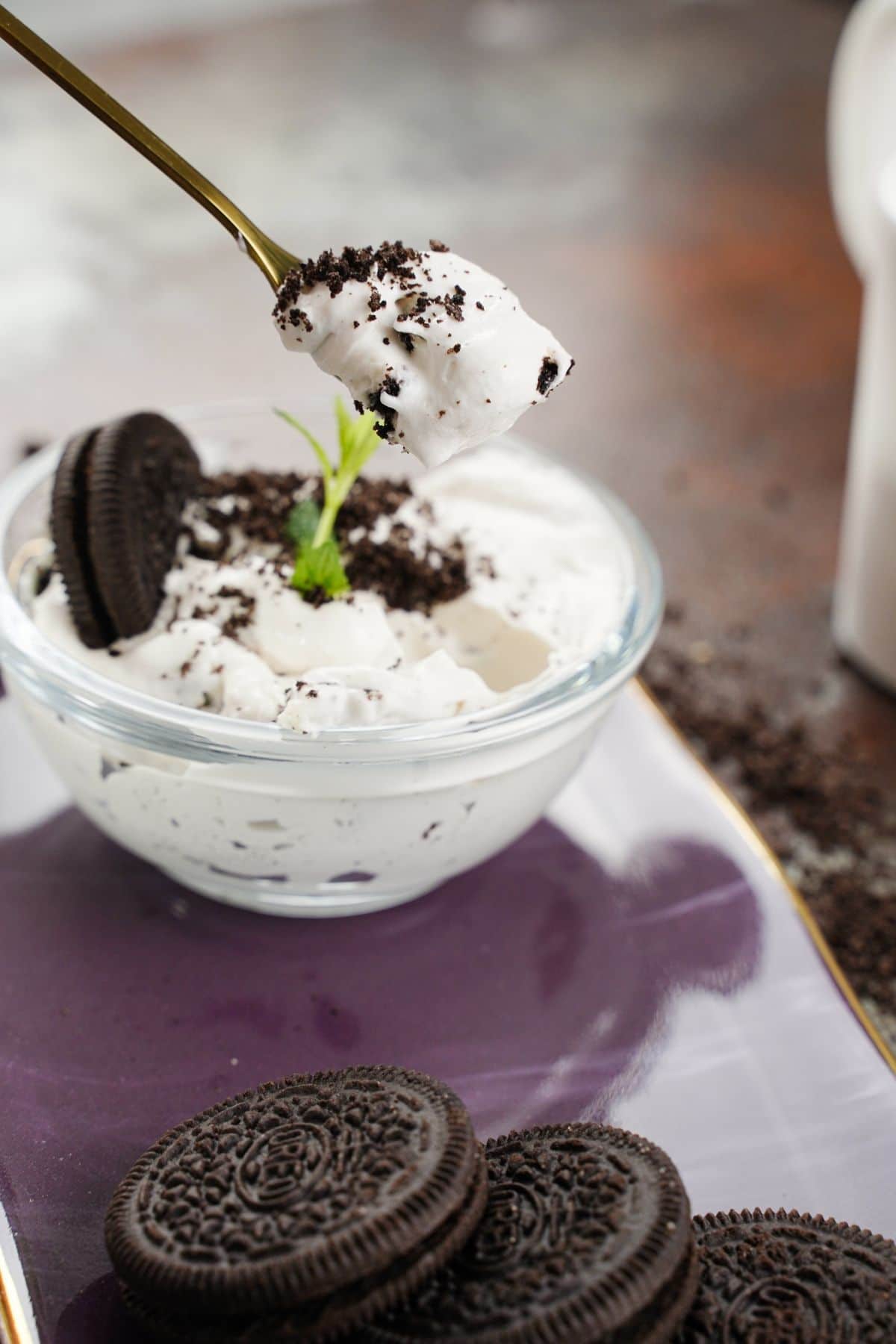 4 Ingredient Oreo Fluff in a spoon