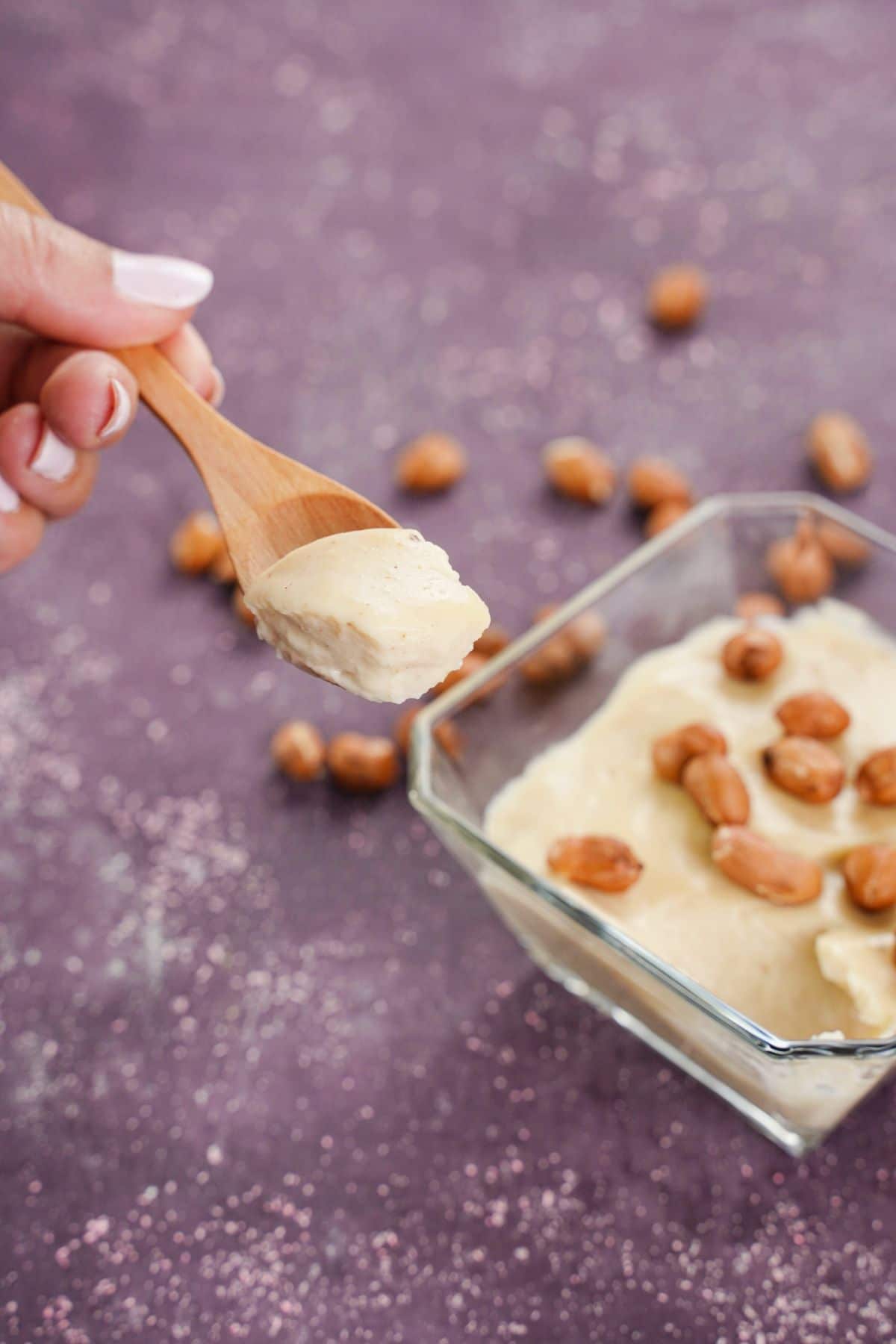 A bite of Creamy Peanut Butter Pudding in a spoon