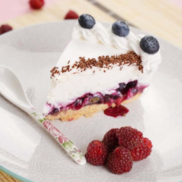 Recipe Card of No Bake Blueberry Pie