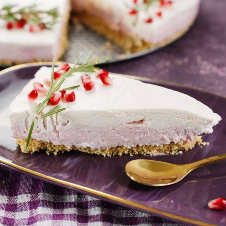 Recipe Card of No Bake Pomegranate Cheesecake