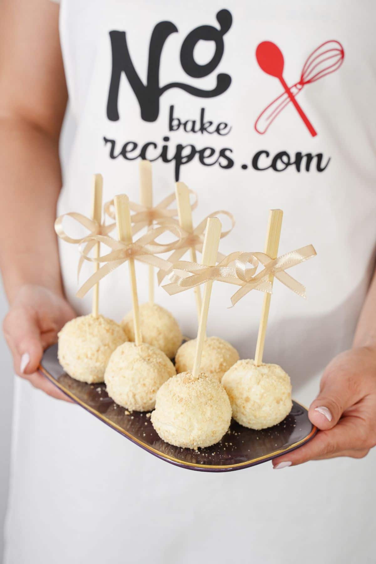 White Chocolate Cheesecake Pops in a tray 