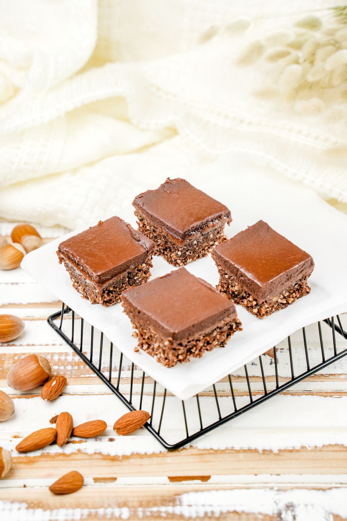 Almond Butter Cup Bars on wire racks
