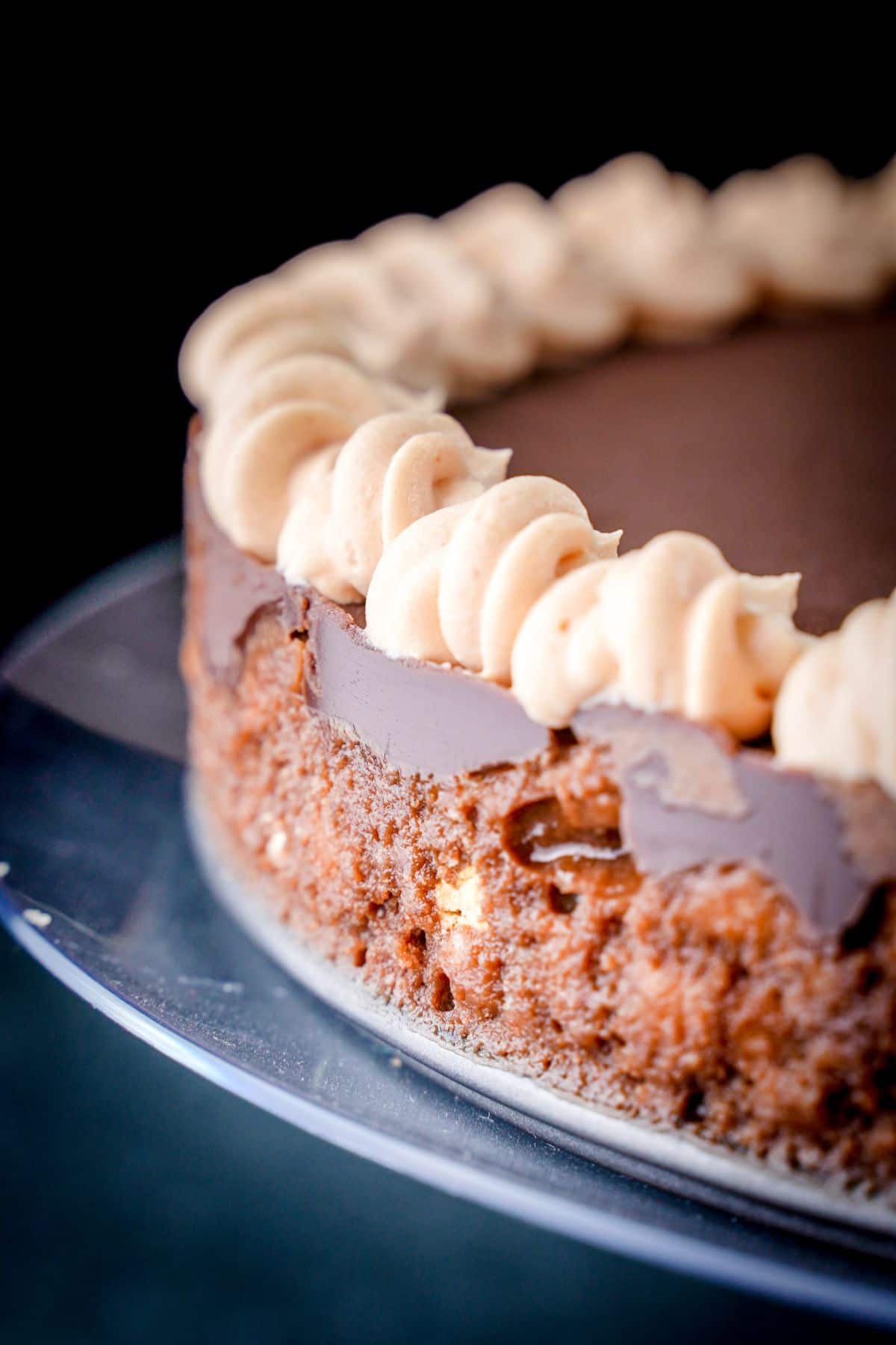 no bake cookie cake closeup with whipped topping