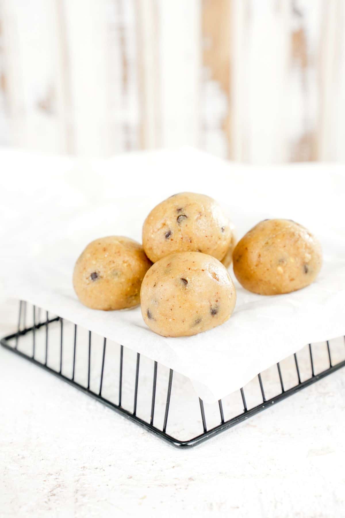 Protein-Packed No-Bake Cookie Dough on a steal tray