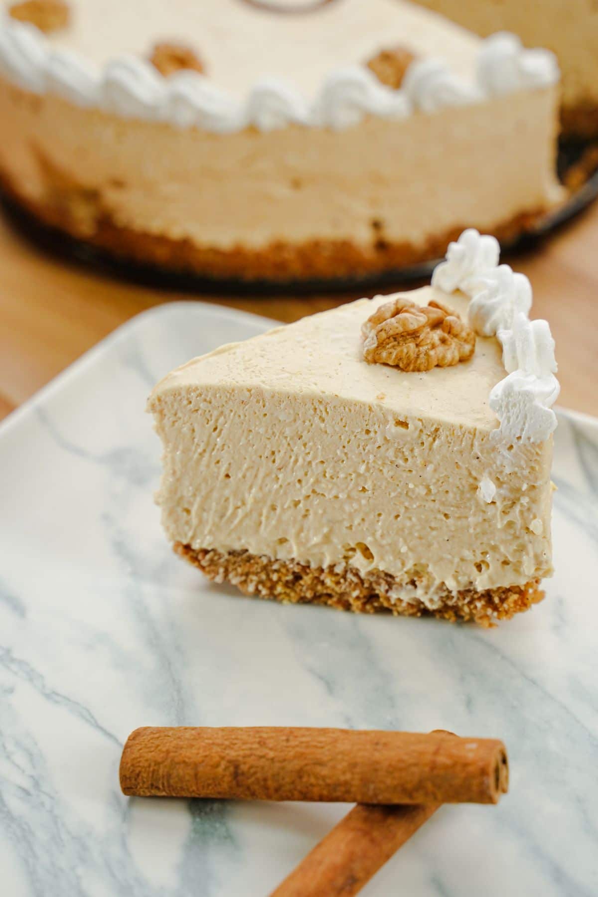 Zoom image of piece of No Bake Pumpkin Cheesecake