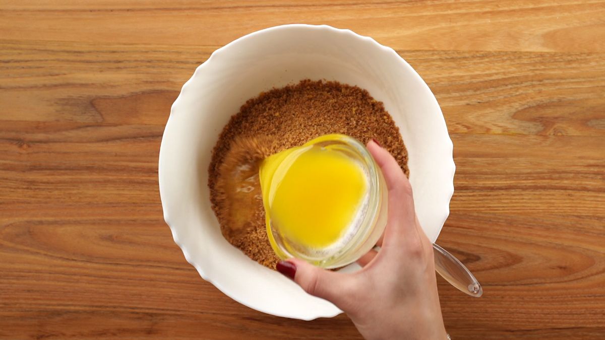 Mix melted butter to the bowl