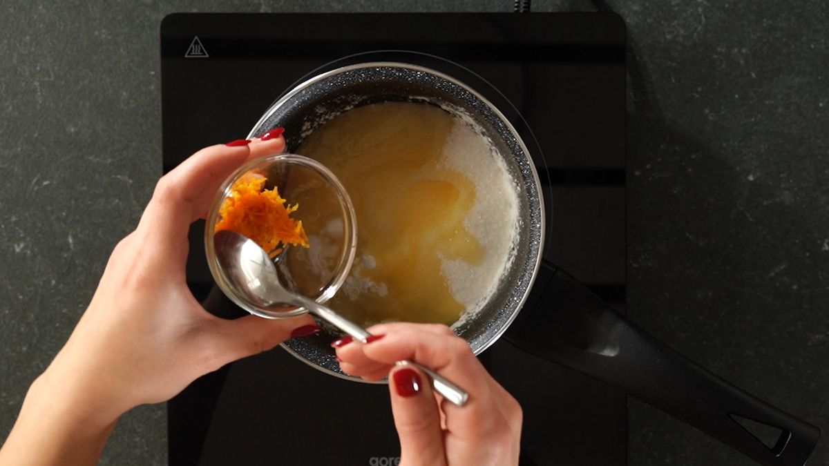 add orange zest to the pot