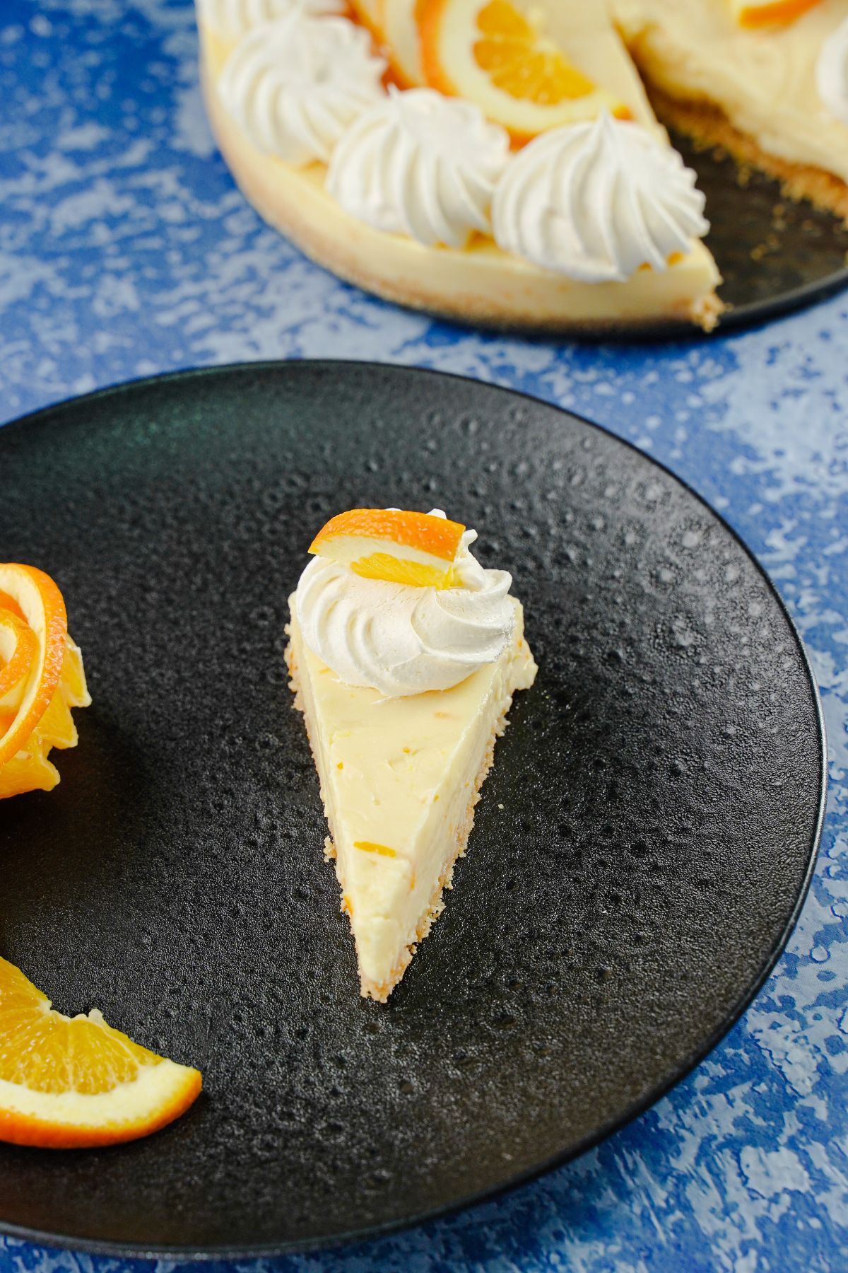 top view image of slice of No-Bake Orange Cream Pie