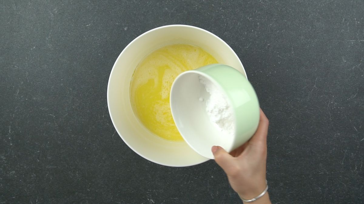 Mix double cream with sugar in a bowl
