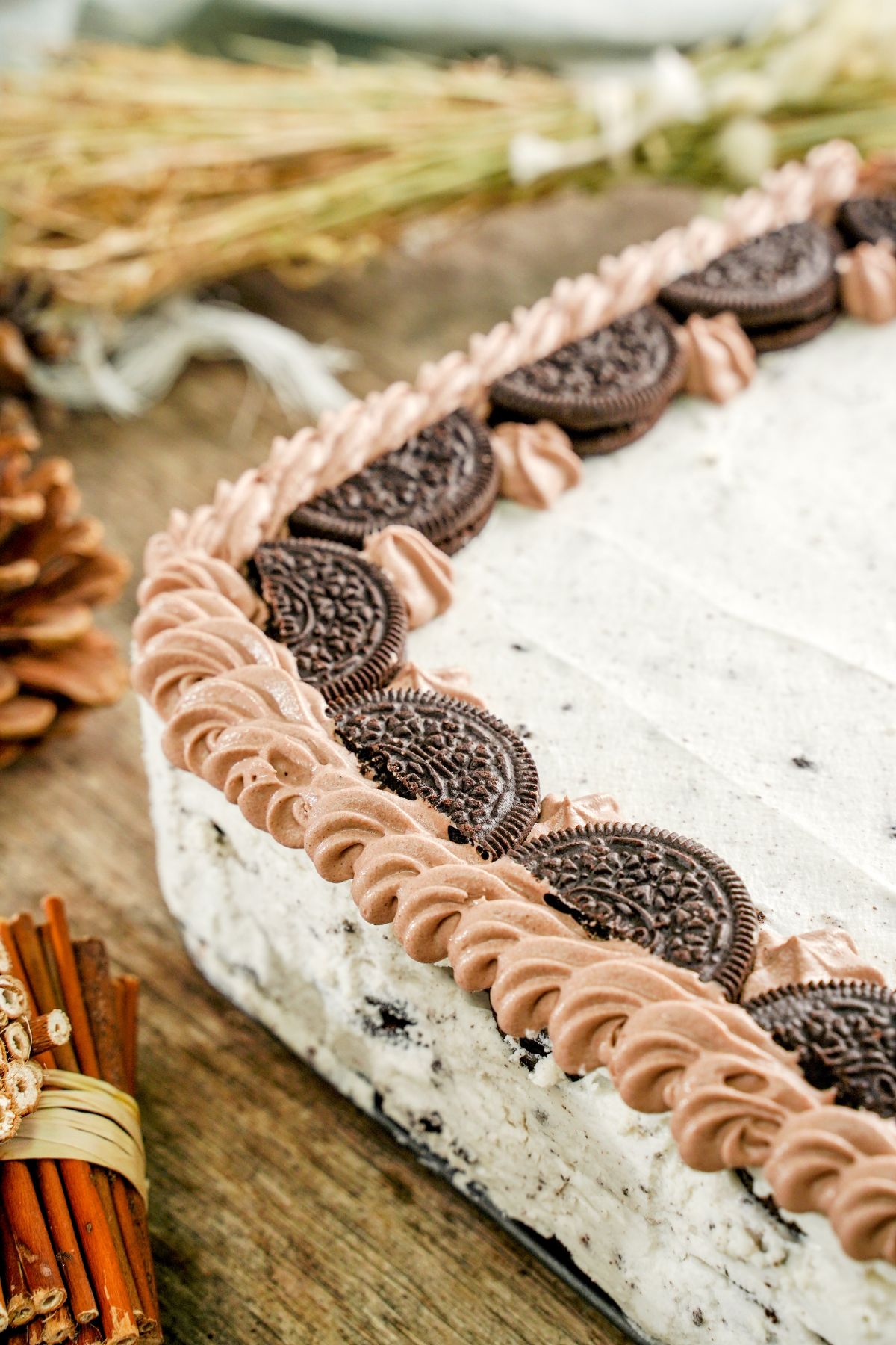 Diagonal View image of No-Bake Oreo Nutella Layered Cake