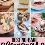 photo collage of no-bake recipes for cheesecake with text which reads best no-bake cheesecake recipes