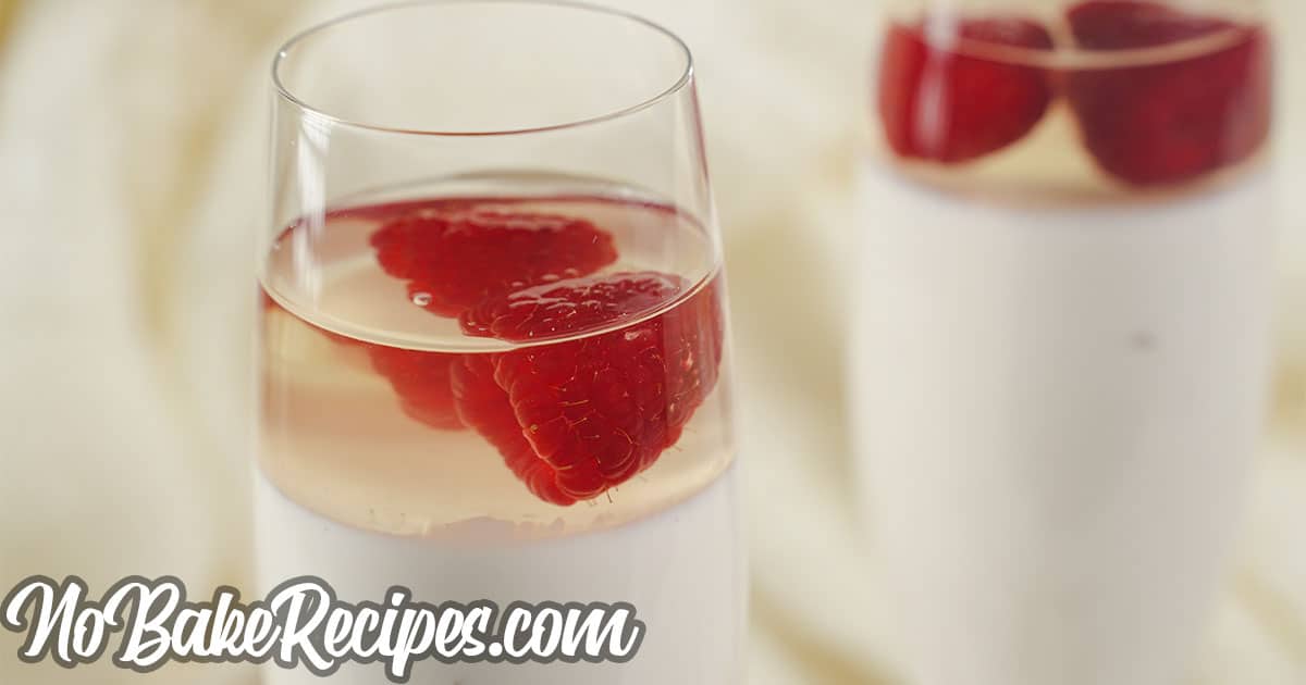 closeup view of champagne glasses filled with champagne panna cotta