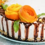 closeup view of no-bake cheesecake recipe