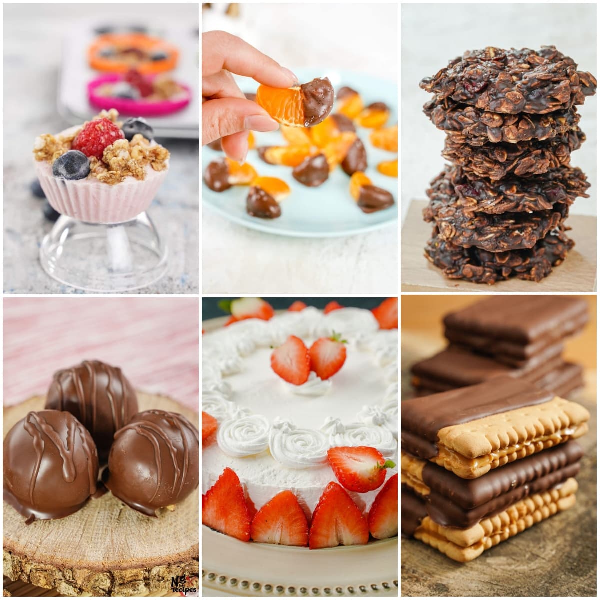 photo collage of easy no-bake recipes