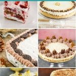 photo collage of cake no-bake recipes with text which reads the best no-bake cake recipes