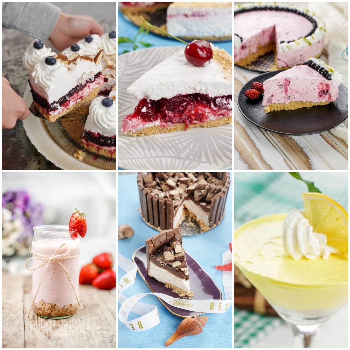 photo collage of cheesecake recipes without baking