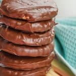 closeup of a stack of copycat girl scout thin mint cookies