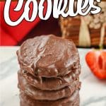 stack of thin mint cracker cookies with text which reads thin mint cookies