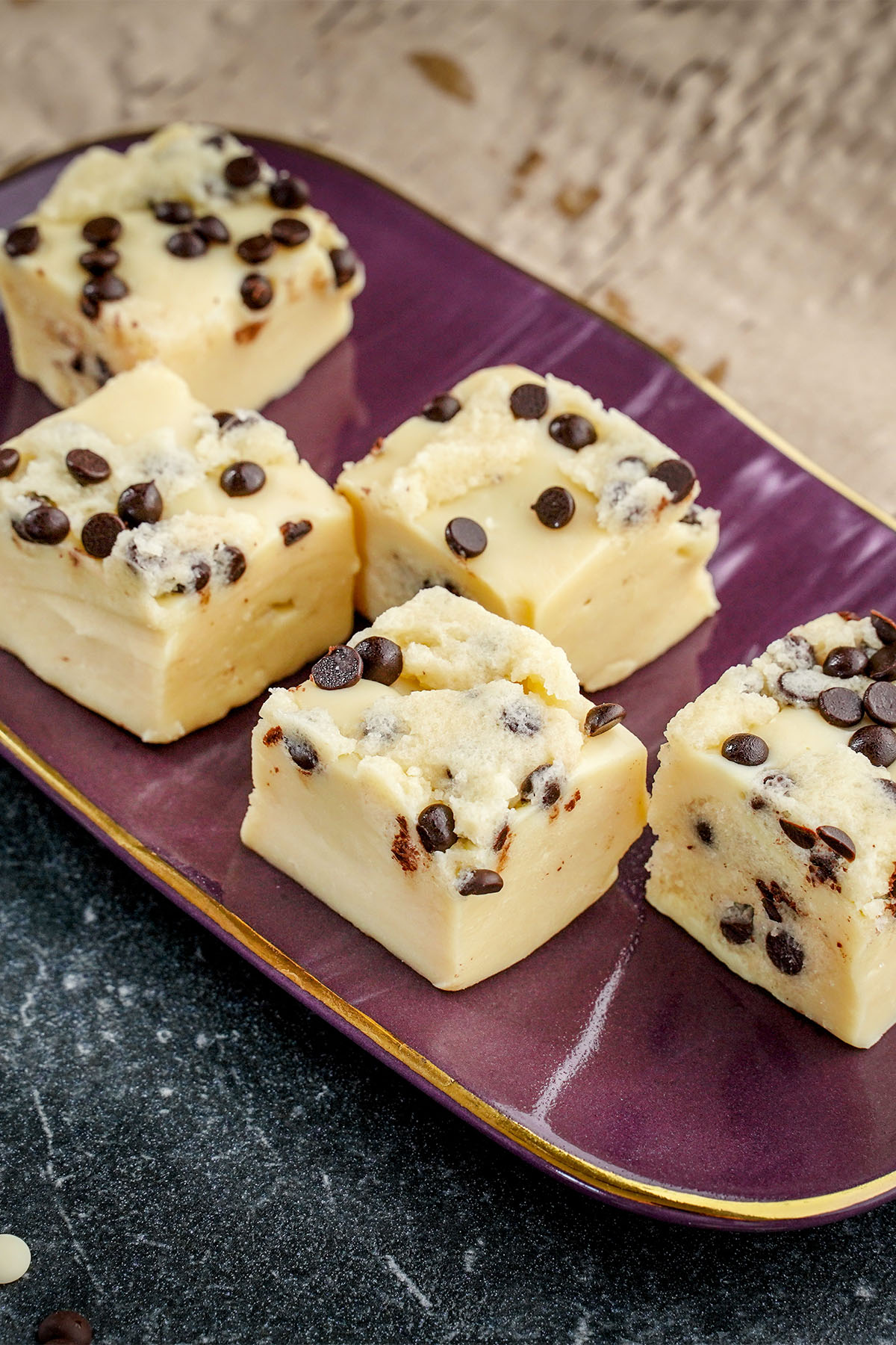 squares of homemade Cookie Dough Fudge