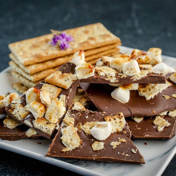 S'mores Bark pieces on a plate