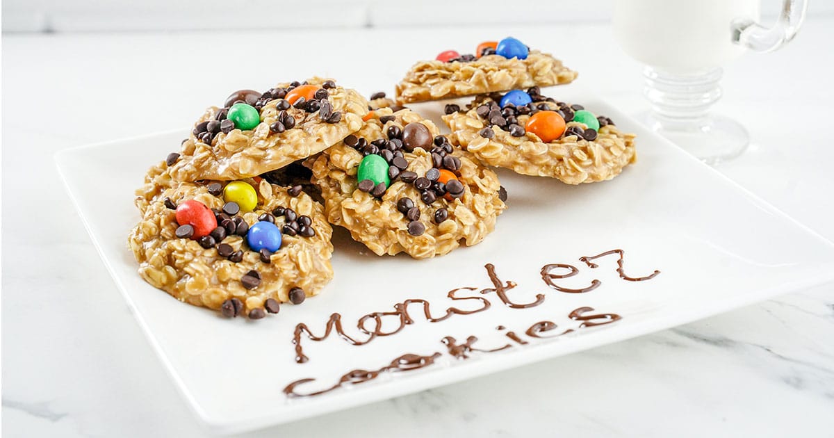 no-bake monster cookies on a plate