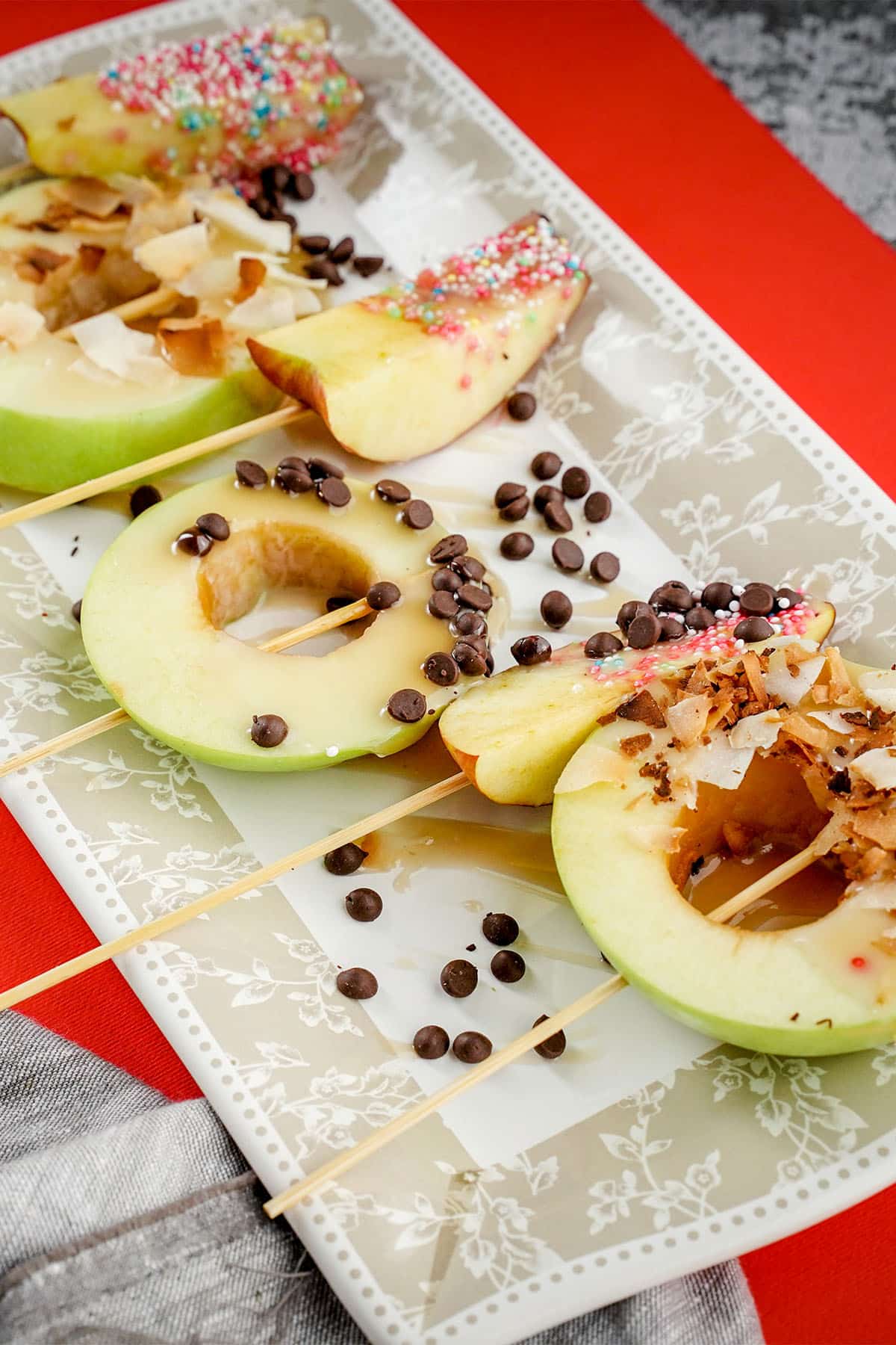 candy apple slices on a plate