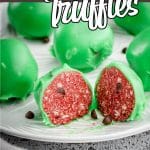 no-bake summer truffle recipe with text which reads Watermelon Truffles