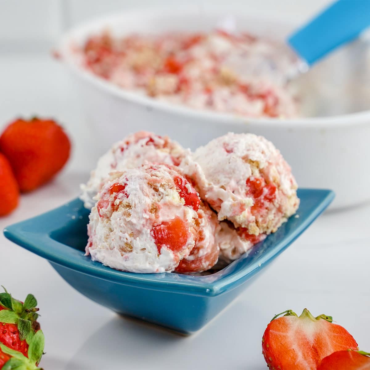 bowl of strawberry cheesecake ice cream