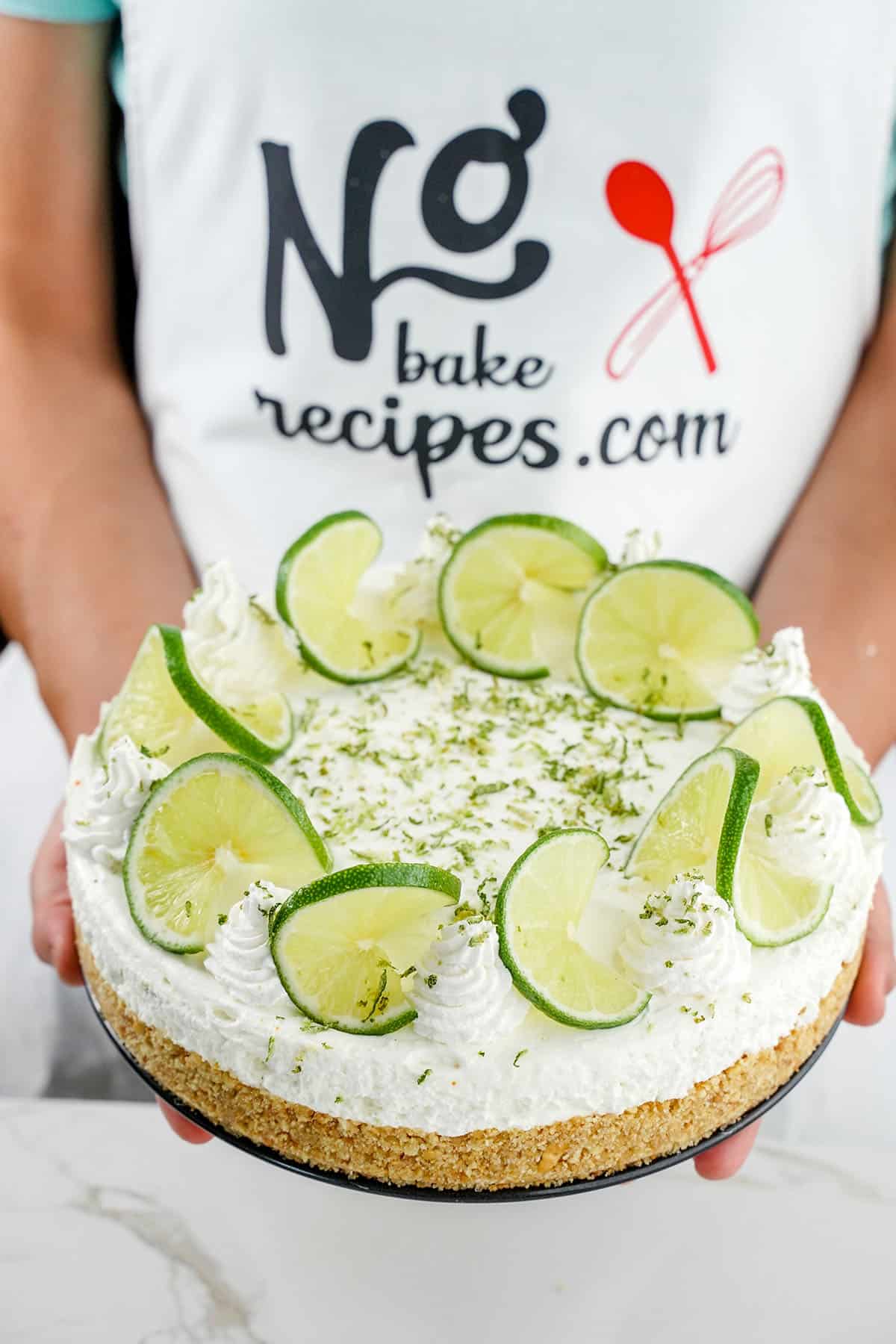 Beautifully Decorated with Lime and Whipped Rosettes upon this Key Lime Cheesecake.