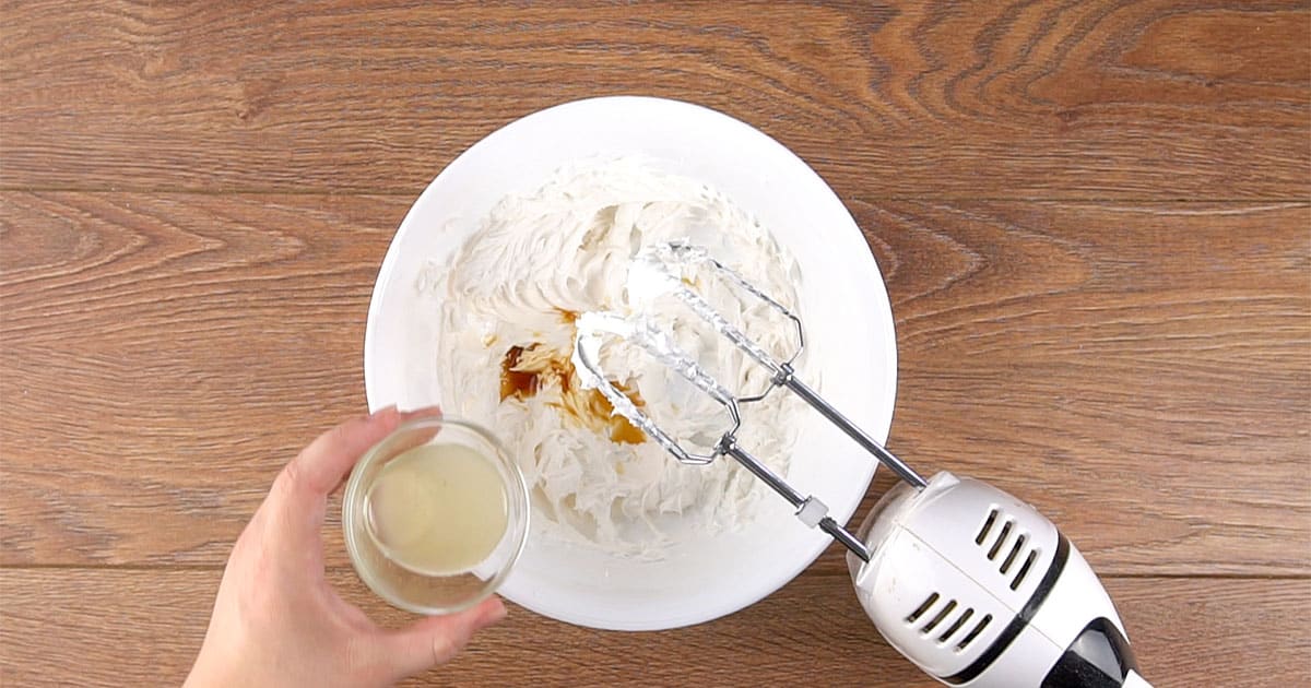 Mixing vanilla into Oatmeal Cream pie filling.