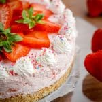 Sprinkle topped Strawberry Cheesecake.