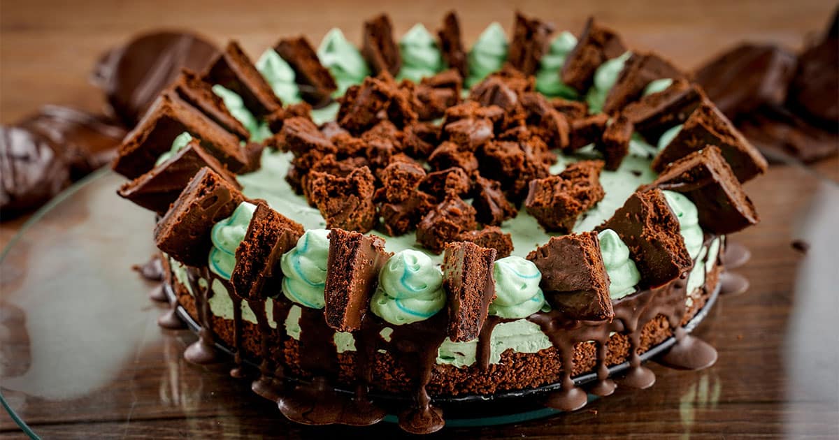 Thin Mint Cheesecake Dripping in Chocolate.