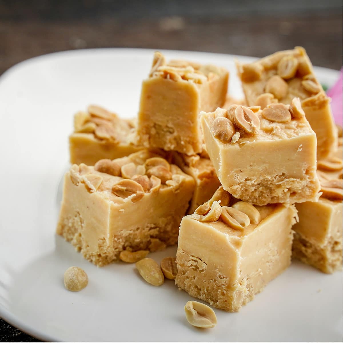 A dessert with a crunch, are these Peanut Butter Fudge bites.